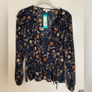 NWT Nine Britton Cavanna Faux Wrap Blouse